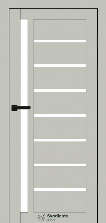 Двери Syndicat Doors PVC 101 Эмалия Гриджо сатиновое стекло